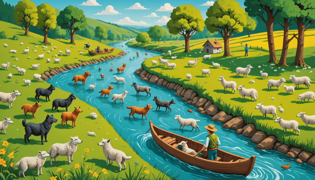 challenge your intellect with the classic river crossing riddle involving wolves and sheep. can you devise a clever solution to safely transport all animals across the river without any getting harmed? put your problem-solving skills to the test!